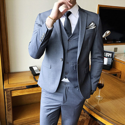 Blézerek mellény nadrág férfi háromrészes üzleti férfi öltöny Boutique Slim Fit 2022 nagy formális buli esküvői rutin kabát