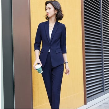 Νέο 2021 Woman 2 Piece Set Suit Blazer and Trousers for Women Συνέντευξη καριέρας OL Styles Professional Blazers Coat Παντελόνι Κοστούμια