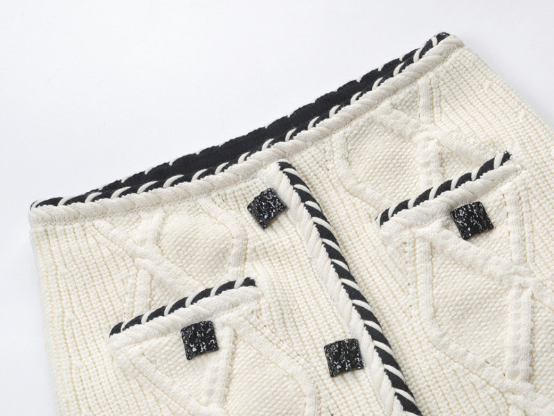 Márka őszi női sztreccs kötött kétrészes készletek textúra mintás hosszú ujjú V-nyakú kardigán pulóver felsők vékony szoknya OL ruhák női