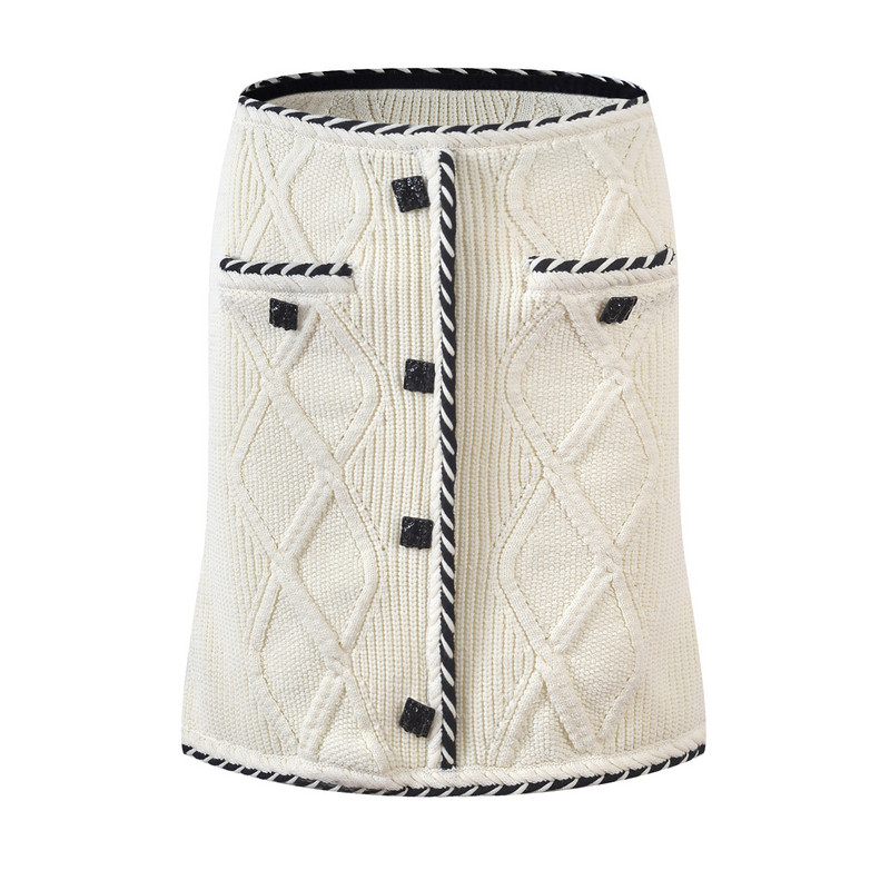 Márka őszi női sztreccs kötött kétrészes készletek textúra mintás hosszú ujjú V-nyakú kardigán pulóver felsők vékony szoknya OL ruhák női