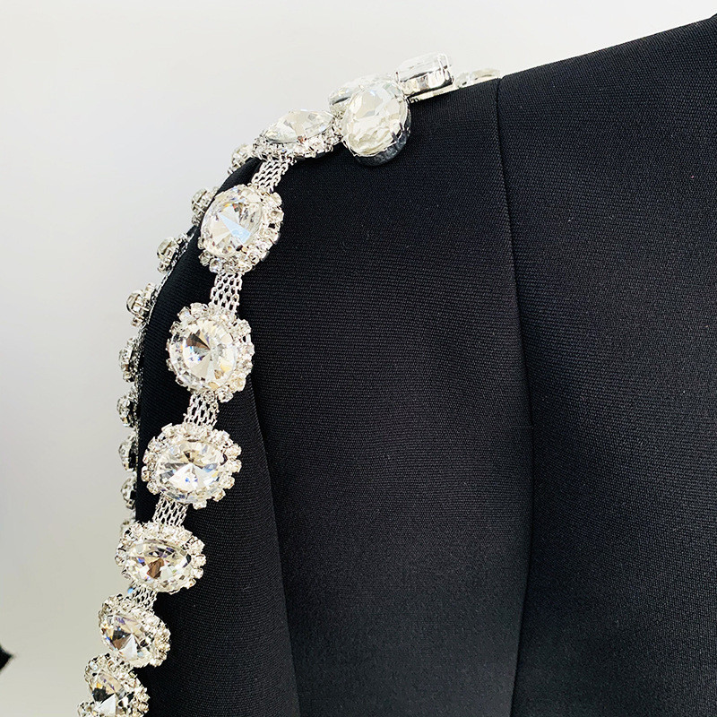 Hosszú ujjú irodai blézer szett Crop top mini szoknya öltönyök, 2 darab, hozzáillő szettek, női 2022 őszi divat fekete ruhák