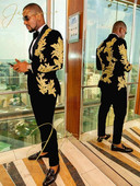 Virágos jacquard vőfély vőlegény szmoking férfi öltöny Esküvői bál legjobb férfi blézer dzseki nadrággal, jelmez Mariage Homme