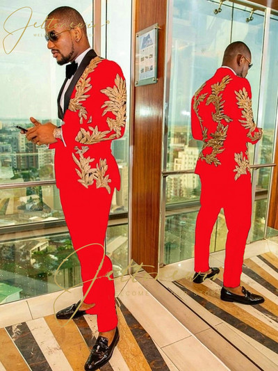 Virágos jacquard vőfély vőlegény szmoking férfi öltöny Esküvői bál legjobb férfi blézer dzseki nadrággal, jelmez Mariage Homme