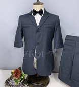 2022 Egyedi gyártású tavaszi és nyári 7 pontos ujjú szürke esküvői öltöny férfiaknak félujjú, vékony szabású vőlegény alkalmi parti Blézer nadrág