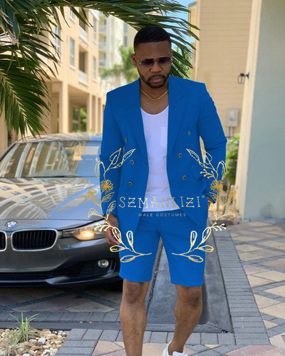 Testre szabott menta zöld, duplasoros férfi öltönyök rövid nadrágok nyári strand vőlegény öltöny Alkalmi üzleti esküvői legjobb férfi blézer