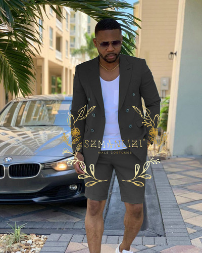 Testre szabott menta zöld, duplasoros férfi öltönyök rövid nadrágok nyári strand vőlegény öltöny Alkalmi üzleti esküvői legjobb férfi blézer