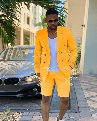 Testre szabott menta zöld, duplasoros férfi öltönyök rövid nadrágok nyári strand vőlegény öltöny Alkalmi üzleti esküvői legjobb férfi blézer