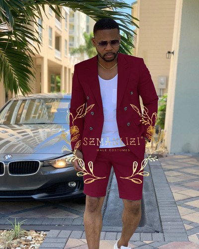 Testre szabott menta zöld, duplasoros férfi öltönyök rövid nadrágok nyári strand vőlegény öltöny Alkalmi üzleti esküvői legjobb férfi blézer