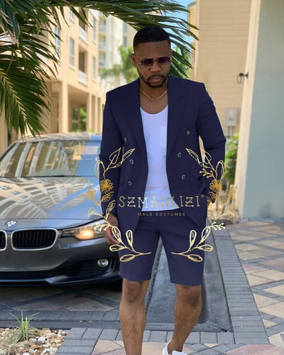 Testre szabott menta zöld, duplasoros férfi öltönyök rövid nadrágok nyári strand vőlegény öltöny Alkalmi üzleti esküvői legjobb férfi blézer