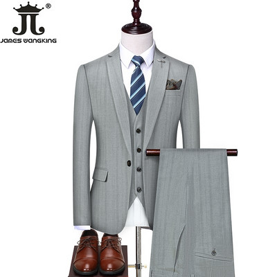 5XL ( kabát + mellény + nadrág ) Új divat butik kockás alkalmi irodai üzleti férfi öltöny Vőlegény esküvői ruha Performance szmoking