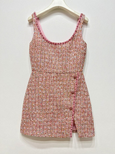 Új 2022 őszi téli tweed 2 részes szett női egysoros kardigán dzseki meleg pulóver dzseki + kötött mellény ruha koreai