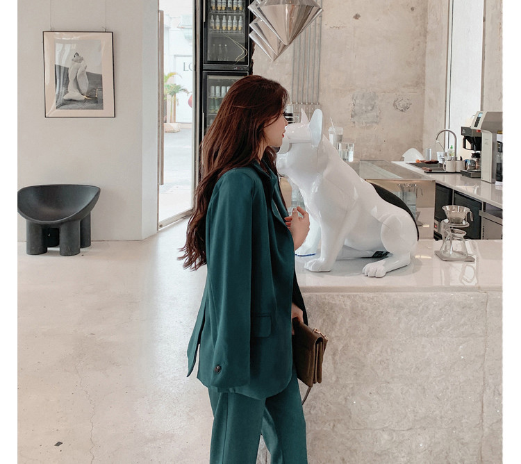 Egygombos női öltönyök, 2020. ősz, 2 db-os szett elegáns, tömör blézerek+vágott nadrágok, formális, hornyolt készletek, minden egyezés S15001X