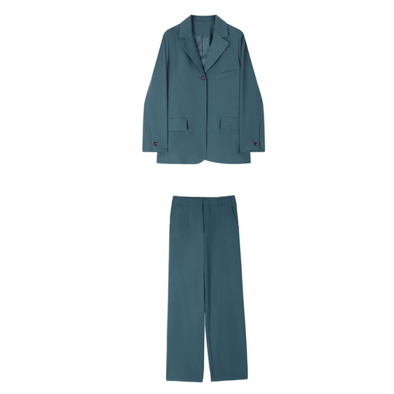 Egygombos női öltönyök, 2020. ősz, 2 db-os szett elegáns, tömör blézerek+vágott nadrágok, formális, hornyolt készletek, minden egyezés S15001X