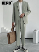 IEFB férfi öltöny szett egyszínű bő kétrészes szett 2023 új nyári divat egyszínű temperamentum üzleti alkalmi luxus