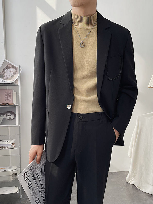 IEFB férfi öltöny szett egyszínű bő kétrészes szett 2023 új nyári divat egyszínű temperamentum üzleti alkalmi luxus