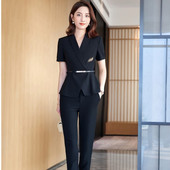 Új, 2 részes női szett öltöny blézer övvel és nadrág női Karrierinterjú OL Styles Professzionális blézerek Nadrágruhák