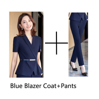 Új, 2 részes női szett öltöny blézer övvel és nadrág női Karrierinterjú OL Styles Professzionális blézerek Nadrágruhák