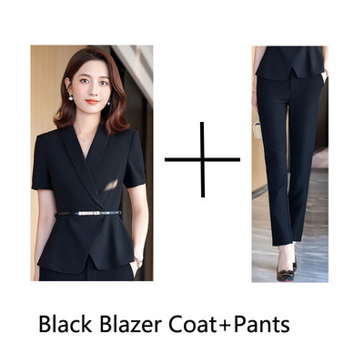Új, 2 részes női szett öltöny blézer övvel és nadrág női Karrierinterjú OL Styles Professzionális blézerek Nadrágruhák