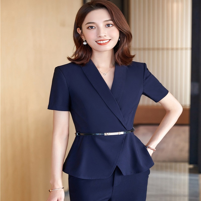 Új, 2 részes női szett öltöny blézer övvel és nadrág női Karrierinterjú OL Styles Professzionális blézerek Nadrágruhák