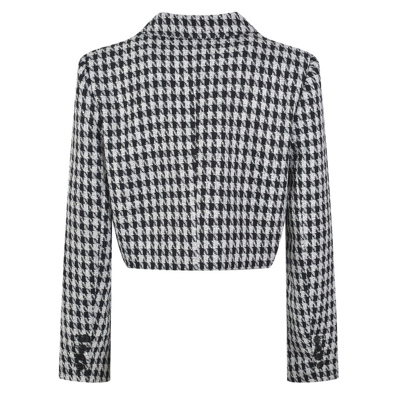 2 részes szettek Női blézerek Szexi Crop felsők Mini szoknya Vintage Houndstooth Plaid Elegáns női ruhák Japán koreai ruhák