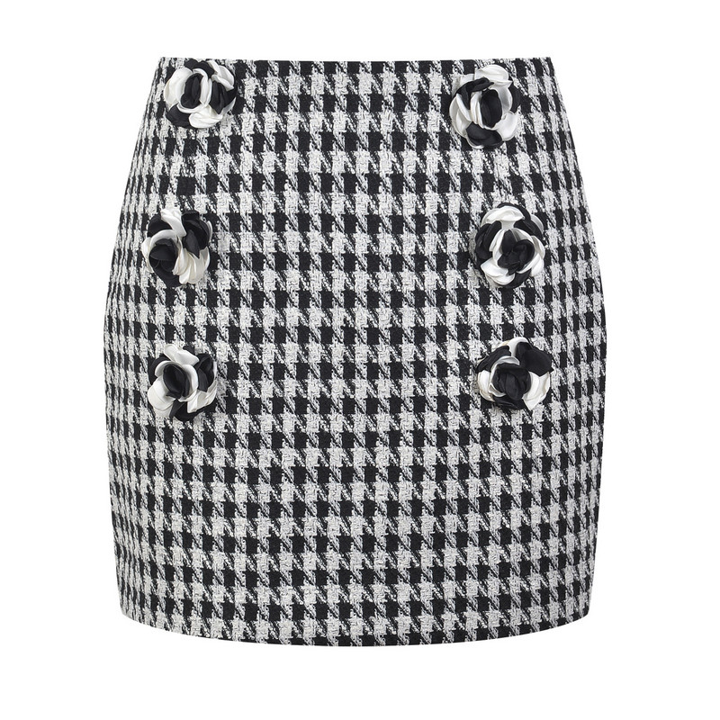 2 részes szettek Női blézerek Szexi Crop felsők Mini szoknya Vintage Houndstooth Plaid Elegáns női ruhák Japán koreai ruhák
