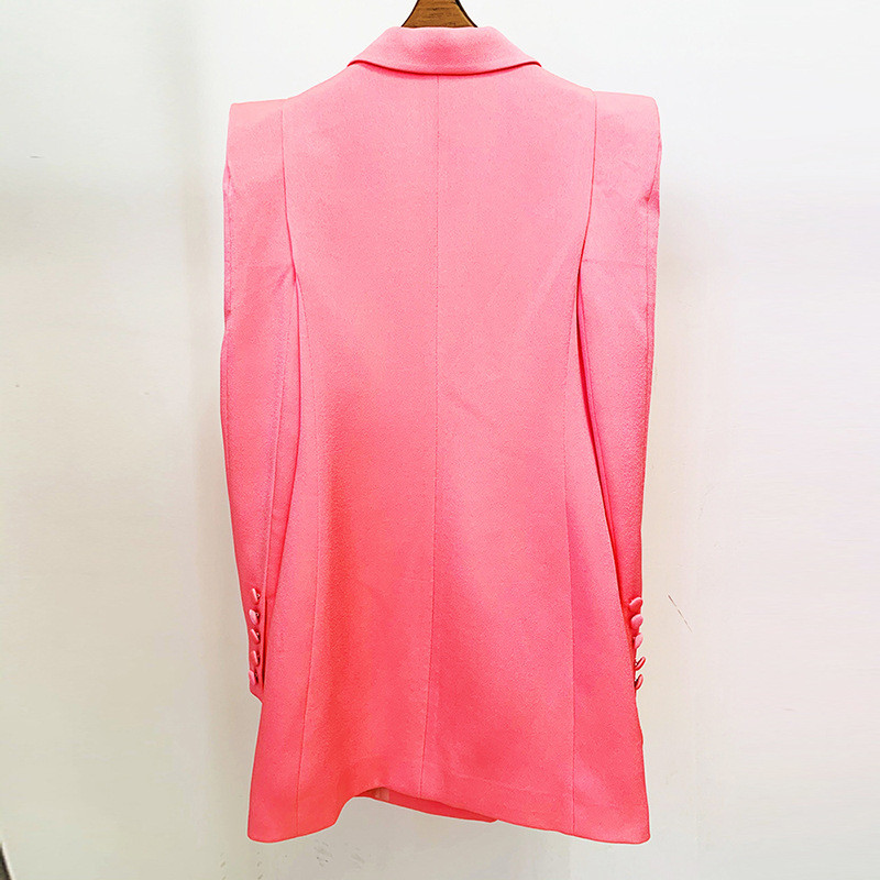 2 részes szett női ruhák szolid rózsaszín kabát kétsoros blézer és szabott nadrág szett elegáns irodai női öltöny őszi tél