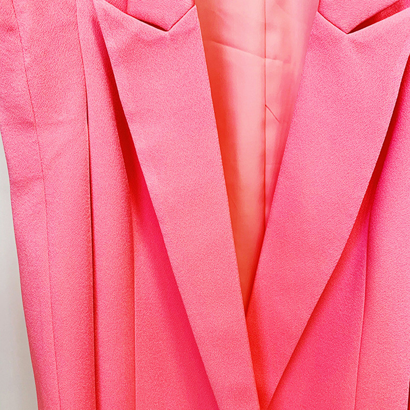2 részes szett női ruhák szolid rózsaszín kabát kétsoros blézer és szabott nadrág szett elegáns irodai női öltöny őszi tél