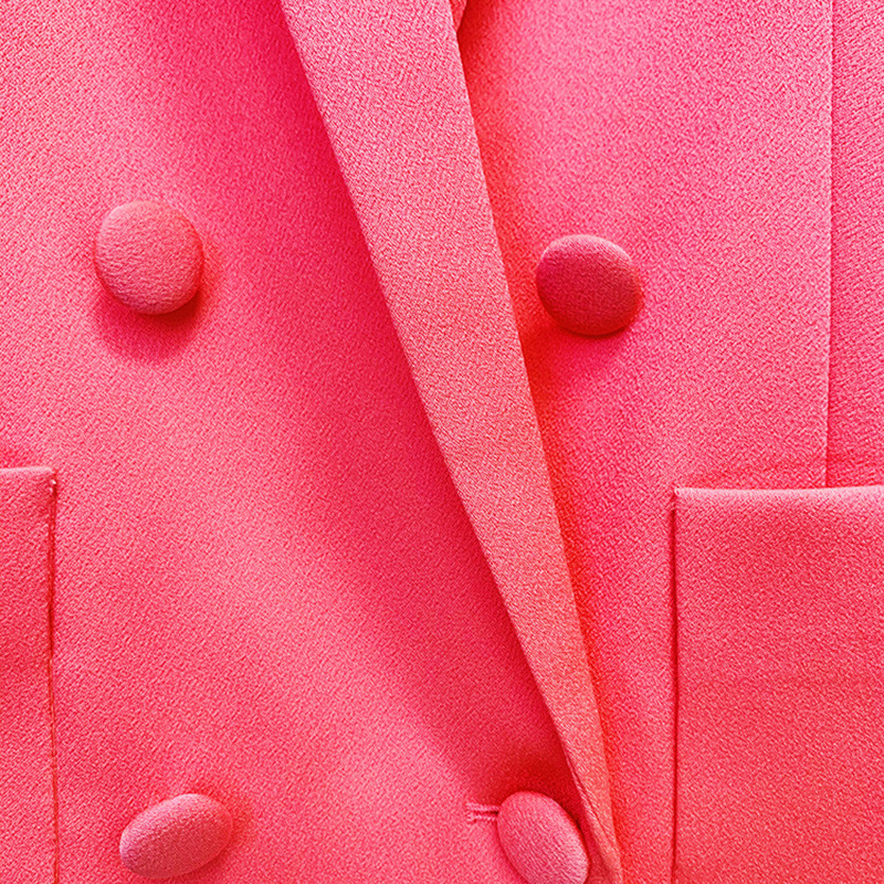 2 részes szett női ruhák szolid rózsaszín kabát kétsoros blézer és szabott nadrág szett elegáns irodai női öltöny őszi tél