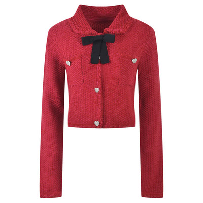 Ținute de Crăciun roșii Tricotaje vintage Set două piese Crop Top din lână Jachetă scurtă Palton Mini-fuste Seturi Dulci Costume 2 piese