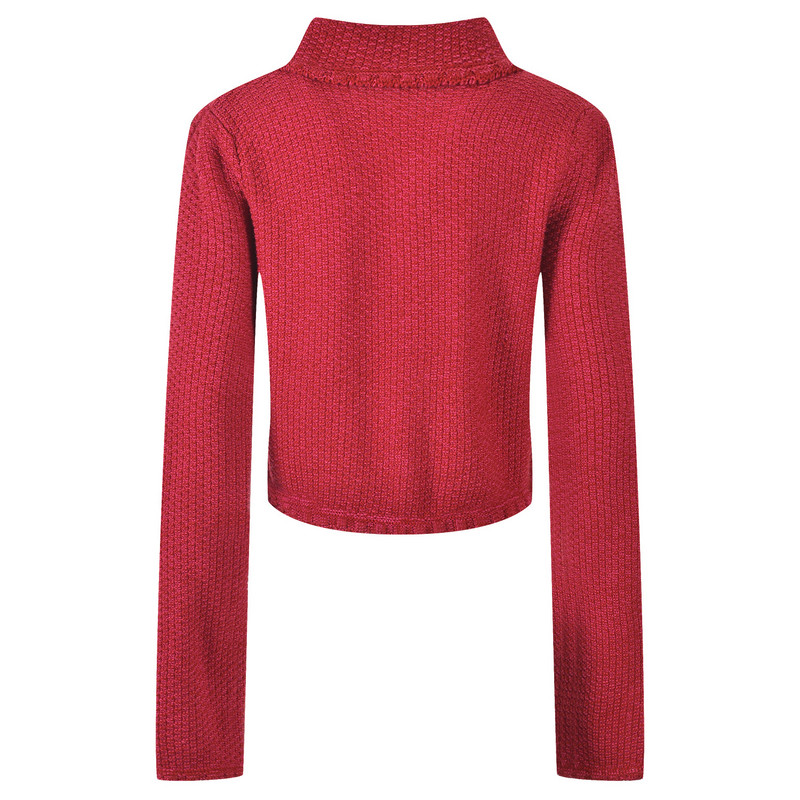 Ținute de Crăciun roșii Tricotaje vintage Set două piese Crop Top din lână Jachetă scurtă Palton Mini-fuste Seturi Dulci Costume 2 piese