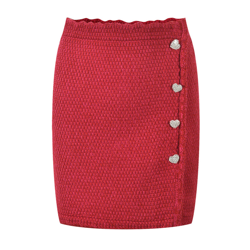 Ținute de Crăciun roșii Tricotaje vintage Set două piese Crop Top din lână Jachetă scurtă Palton Mini-fuste Seturi Dulci Costume 2 piese