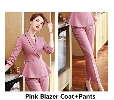 Tavaszi őszi formális OL Stílusok Professzionális női öltönyök nadrággal és kabáttal Kabát női blézer nadrág szett