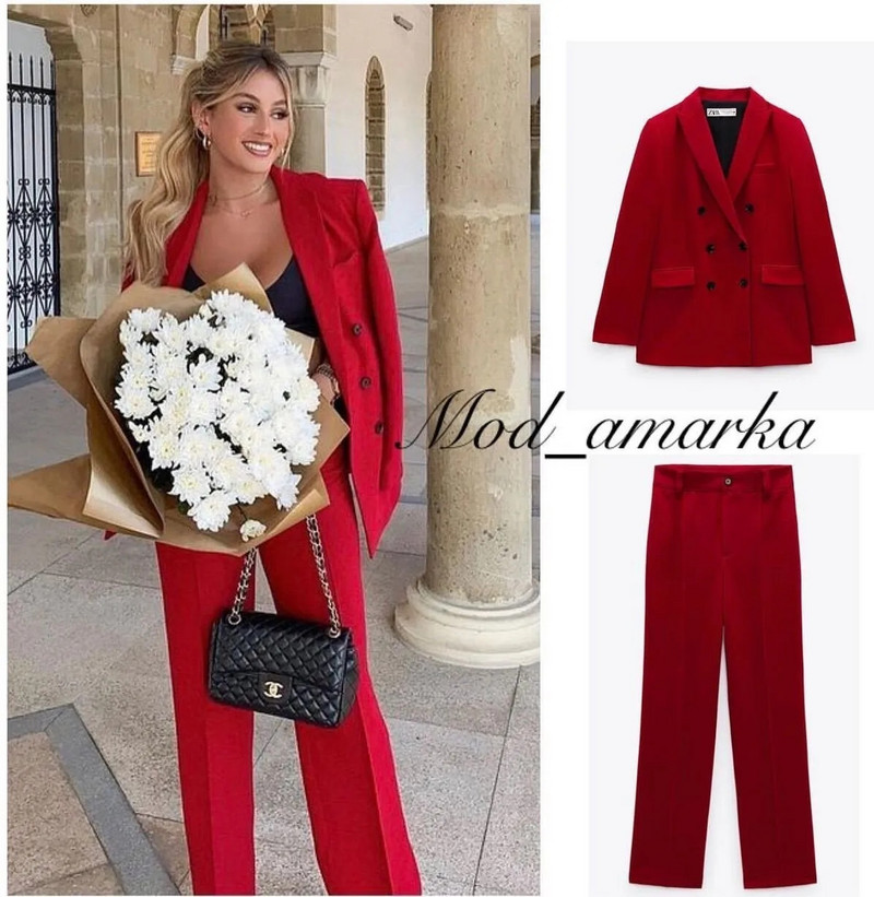 Női nadrág öltöny 2 részes szett női öltöny szett alkalmi blézer és ceruza nadrág irodai blézer öltöny szett traf