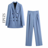 Set 2 piese pentru femei Blazer și pantaloni la două piese Elegant High Fashion Chic Lady Femei Blazer Ținute 2021