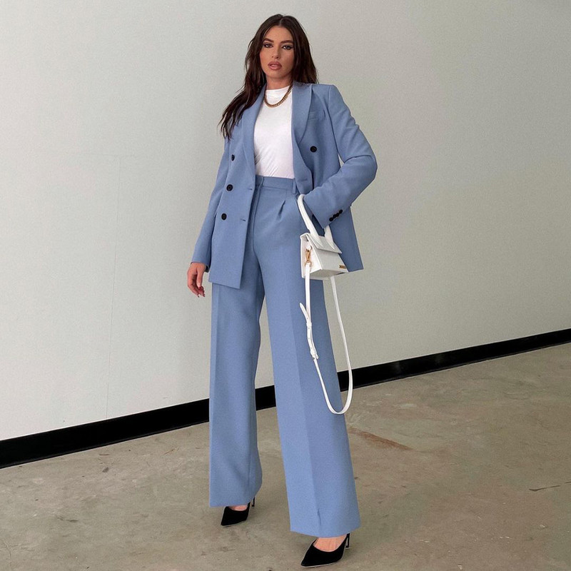 Set 2 piese pentru femei Blazer și pantaloni la două piese Elegant High Fashion Chic Lady Femei Blazer Ținute 2021