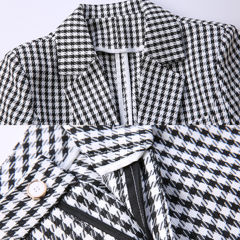 Divat, sárga, piros, fekete, kockás női nadrágkosztüm tavaszi nyárra, a legújabb egységes formatervezésű üzleti 2 részes blézer szett