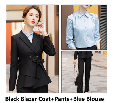 Kiváló minőségű szövet tavaszi őszi formális női öltönyök OL stílusok női irodai professzionális blézer nadrág szett nadrágkosztüm