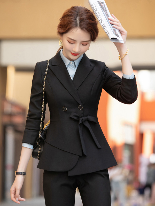 Kiváló minőségű szövet tavaszi őszi formális női öltönyök OL stílusok női irodai professzionális blézer nadrág szett nadrágkosztüm