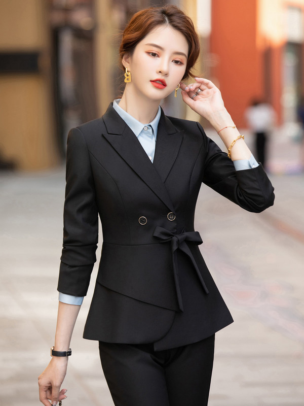 Kiváló minőségű szövet tavaszi őszi formális női öltönyök OL stílusok női irodai professzionális blézer nadrág szett nadrágkosztüm