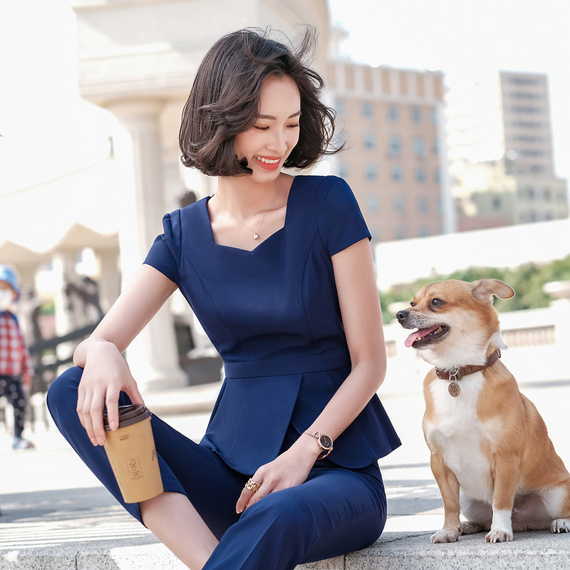 2021 új nyári női elegáns női nadrágkosztüm, fekete blézer + nadrág Bussiness dzseki irodai női kabát, 2 részes készlet, nagy méretű, 5XL