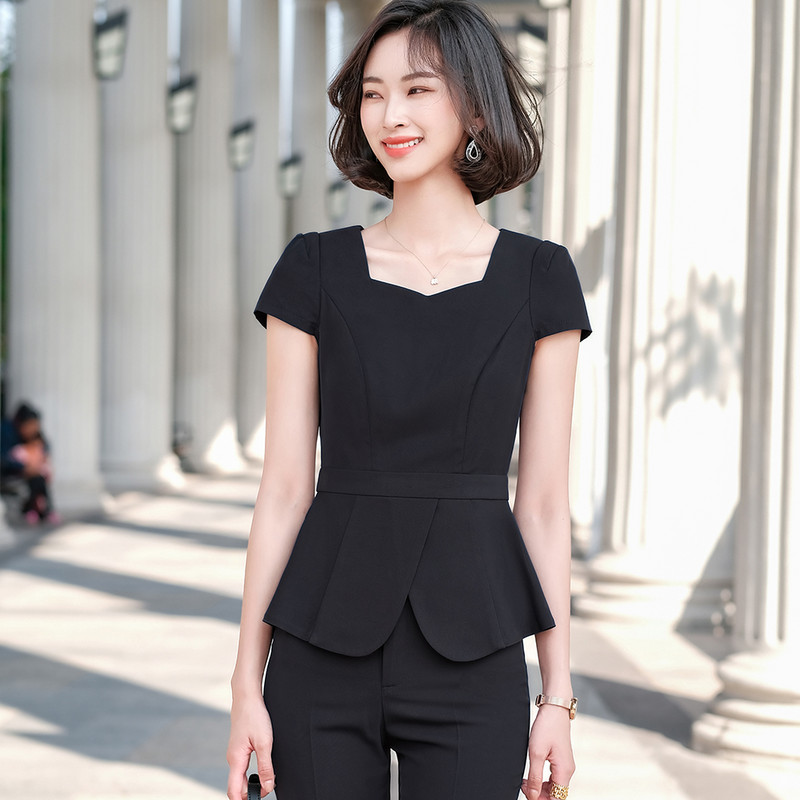 2021 új nyári női elegáns női nadrágkosztüm, fekete blézer + nadrág Bussiness dzseki irodai női kabát, 2 részes készlet, nagy méretű, 5XL