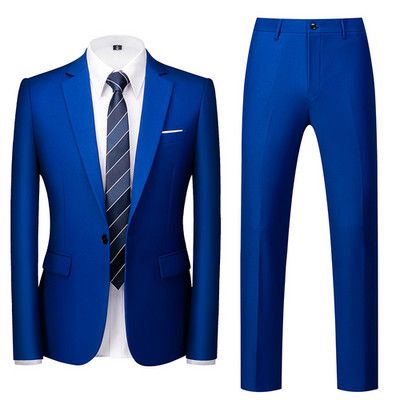 2022 Royal Blue Tuxedo 2 részes férfi esküvői party formális blézerkabát és nadrág mellény nagy méretű S-6XL férfi öltönyök fekete szürke piros