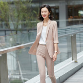 Tavasz nyár női elegáns női nadrág öltöny fehér blézer és nadrág üzleti ruházat irodai női 2 részes szett nagy méretű