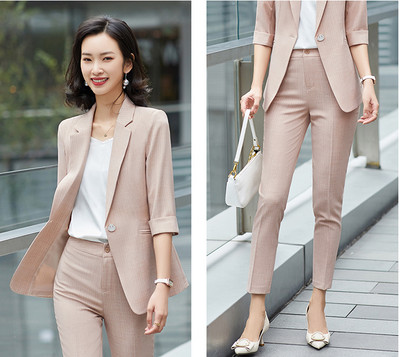 Tavasz nyár női elegáns női nadrág öltöny fehér blézer és nadrág üzleti ruházat irodai női 2 részes szett nagy méretű