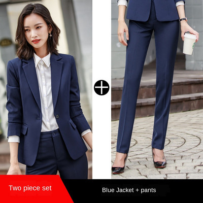 Elegáns, kétrészes szett nadrágkosztüm, női irodai női munka Alkalmi blézer szettek Téli kabát nadrágkosztüm, női 2022