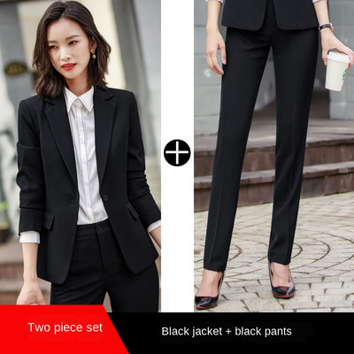 Elegáns, kétrészes szett nadrágkosztüm, női irodai női munka Alkalmi blézer szettek Téli kabát nadrágkosztüm, női 2022