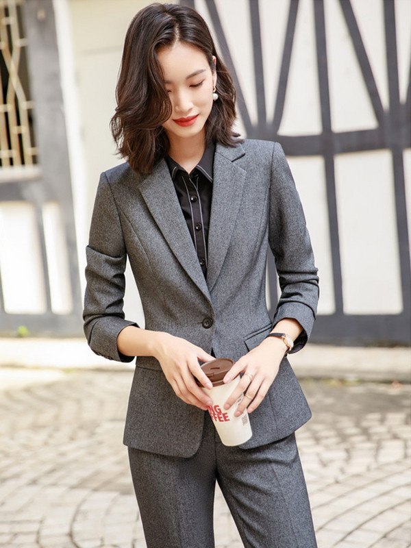 Elegáns, kétrészes szett nadrágkosztüm, női irodai női munka Alkalmi blézer szettek Téli kabát nadrágkosztüm, női 2022