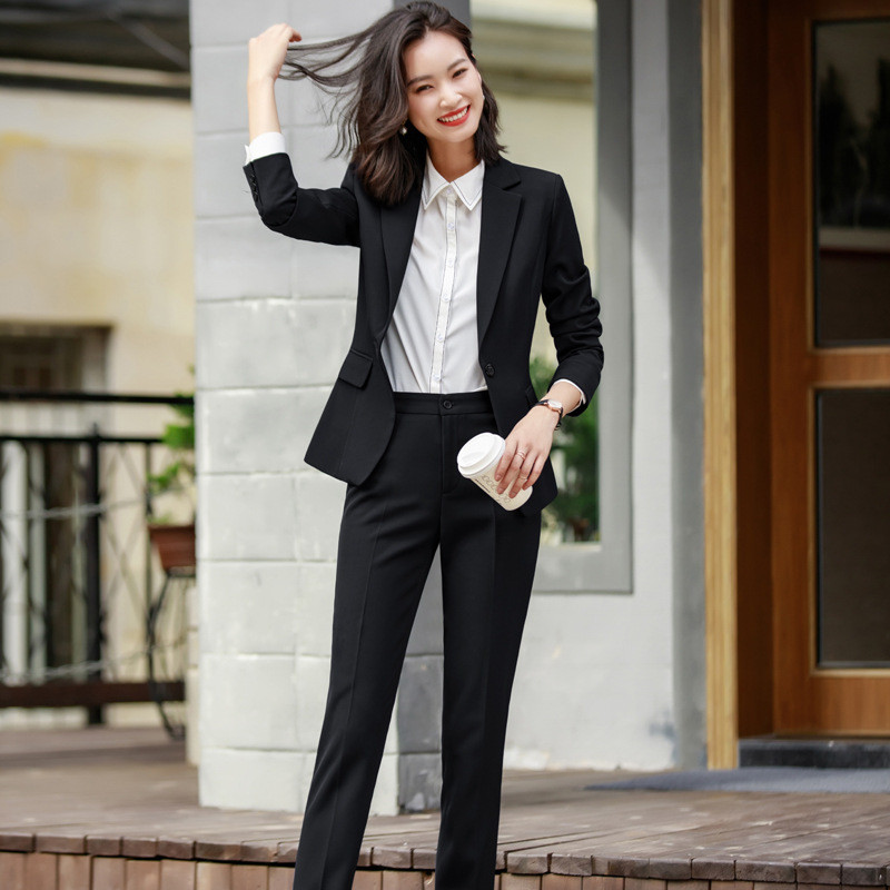 Elegáns, kétrészes szett nadrágkosztüm, női irodai női munka Alkalmi blézer szettek Téli kabát nadrágkosztüm, női 2022