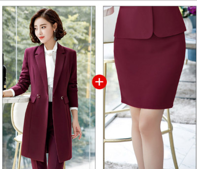 Női üzleti nadrágok öltönyök női irodai viselet női hosszú blézer öltöny formális 2 részes szett nadrág lakosztály őszi