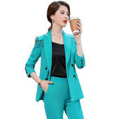 Hivatalos egyenruha nadrágkosztümök nadrággal és kabátokkal Női kabát Őszi Téli Munkaruházat Blézerek